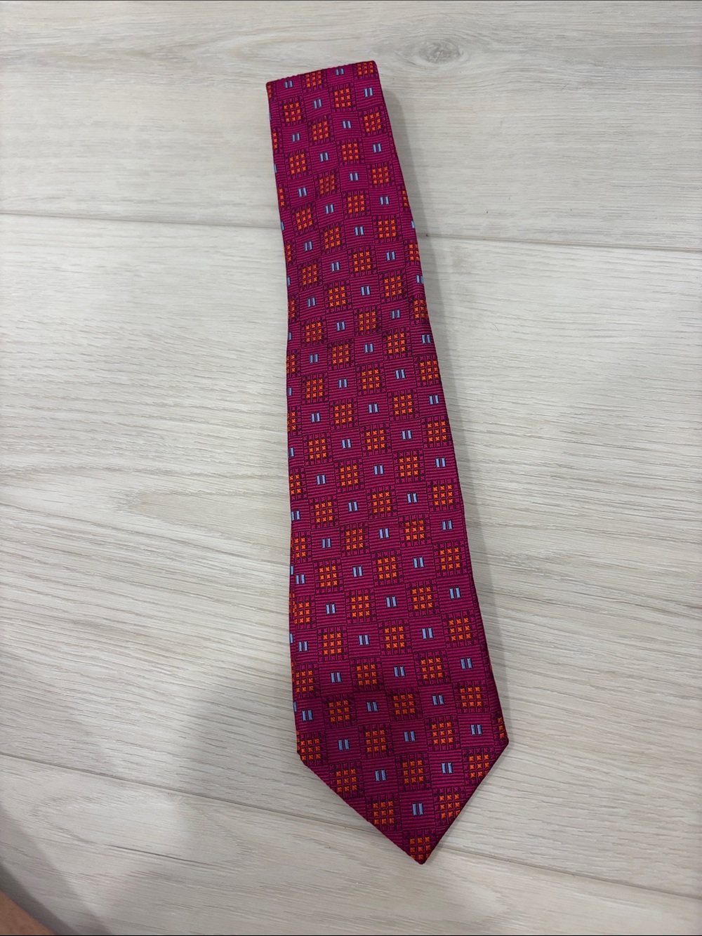 Hickey Freeman boys Red Patterned Silk Tie